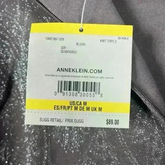 Anne Klein shimmer long sleeve turtleneck women medium NEW gray - Picture 5 of 7